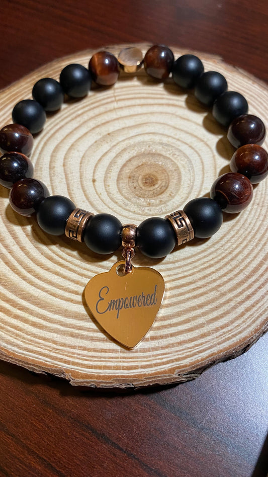 Empower Charm Bracelet (Red Tigers Eye/Onyx)