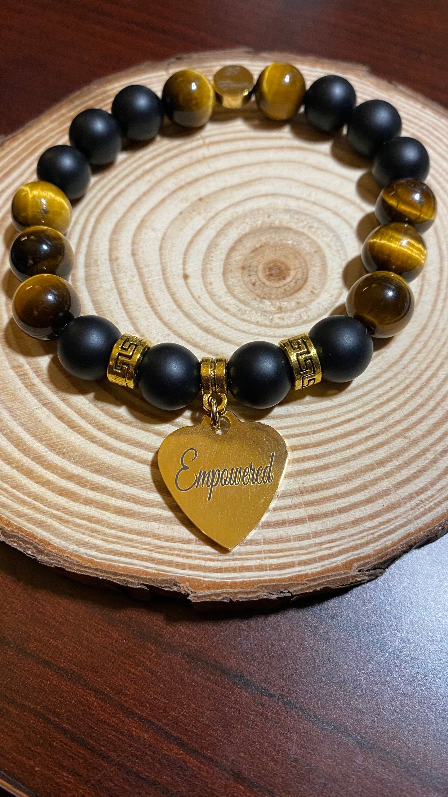 Empower Charm Bracelet (Tiger's Eye/Onyx)